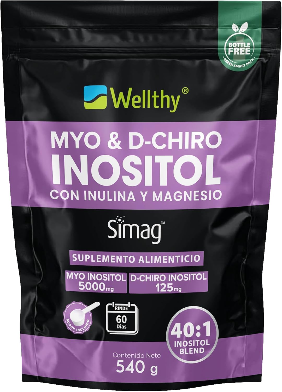 Myo & D-Chiro Inositol Polvo con Inulina y Magnesio Marino 540 gr - Image 2